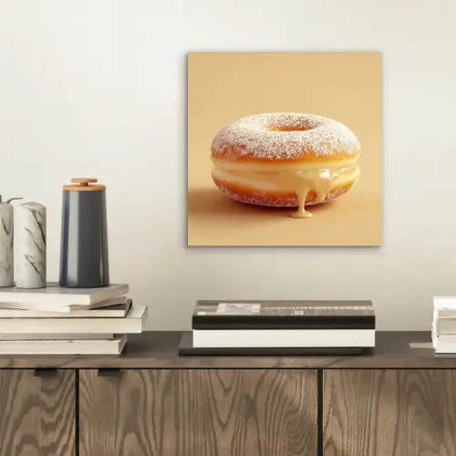 Donut - Romig - Poedersuiker - Beige aluminium wit klein -sfeer1