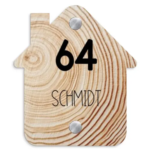 Holzmaserung - Modern Naambord Huisje klein -3d