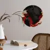 Krijger - Draak - Zwart - Rood - Rook Wandcirkel behangsticker klein -sfeer3