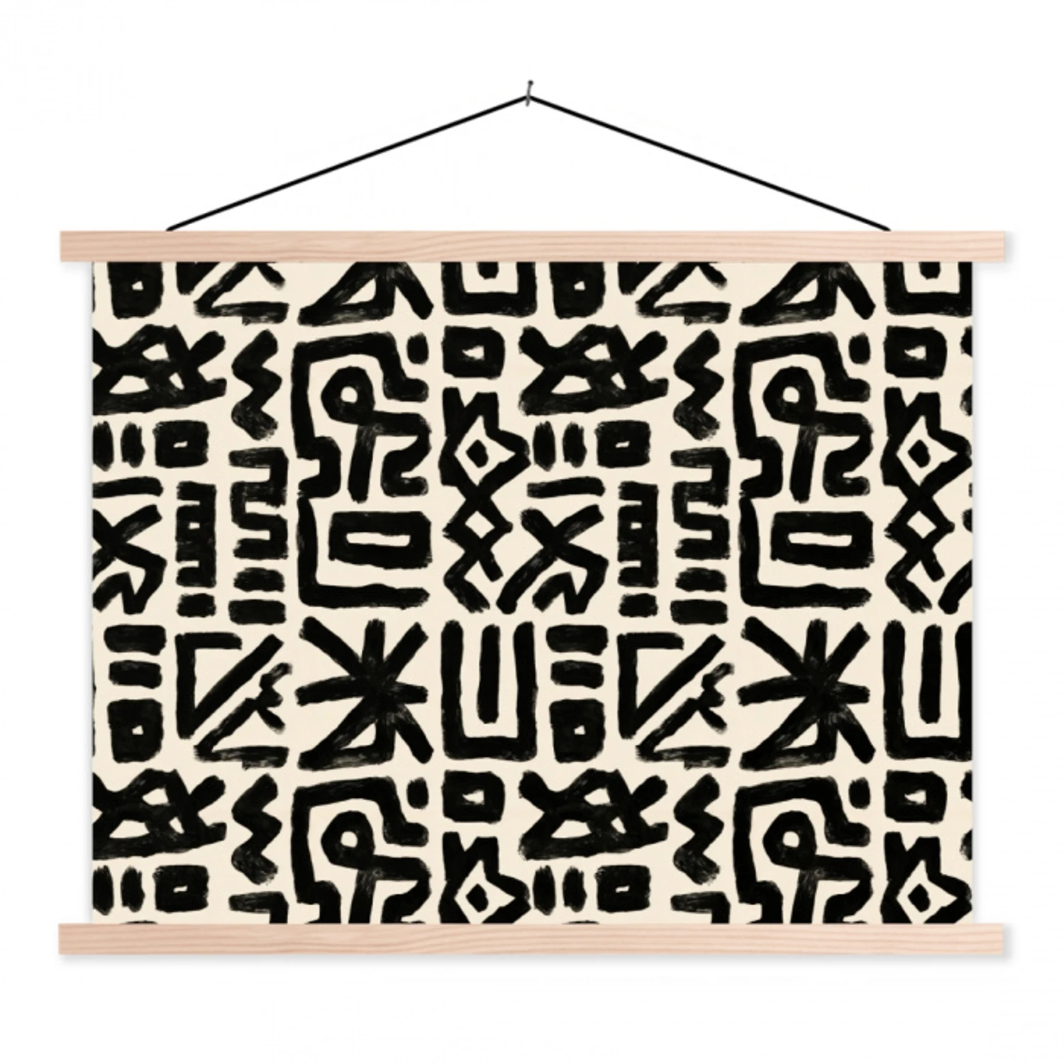 Geometrisch - Figuren - Zwart textielposter latten blank klein 122 -3d