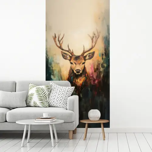 Hert - Geverfd - Gewei - Bruin fotobehang vinyl groot -woonkamer