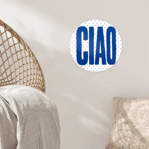 Ciao - Blauw - Stippen Wandcirkel behangsticker klein -sfeer4