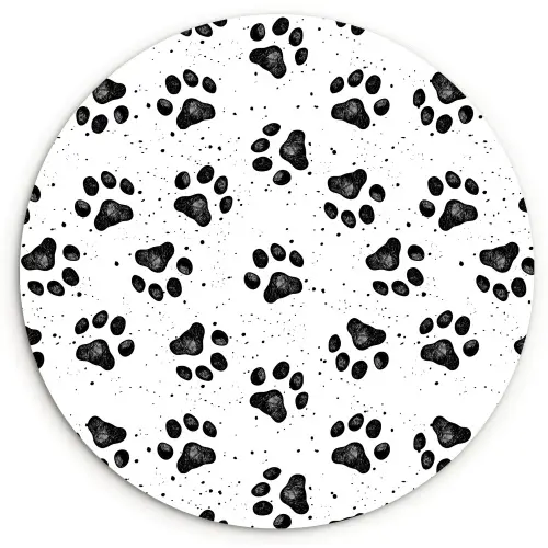 Paw - Pattern -Black Wandcirkel kunststof plaat 5mm dik klein 188 -3d