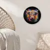 Graffiti - Schotse hooglander - Zwart - Koe Wandcirkel kunststof plaat 5mm dik klein -sfeer5