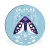 Bladeren - Wit - Vlinder - Insect Wandcirkel aluminium klein -3d