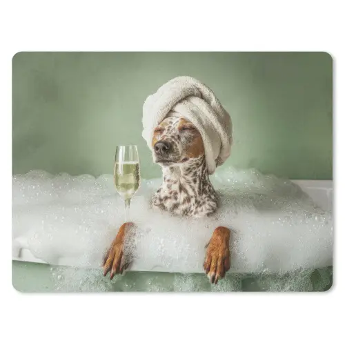Hond - Bad - Champagne - Handdoek muismat rubber klein -3d