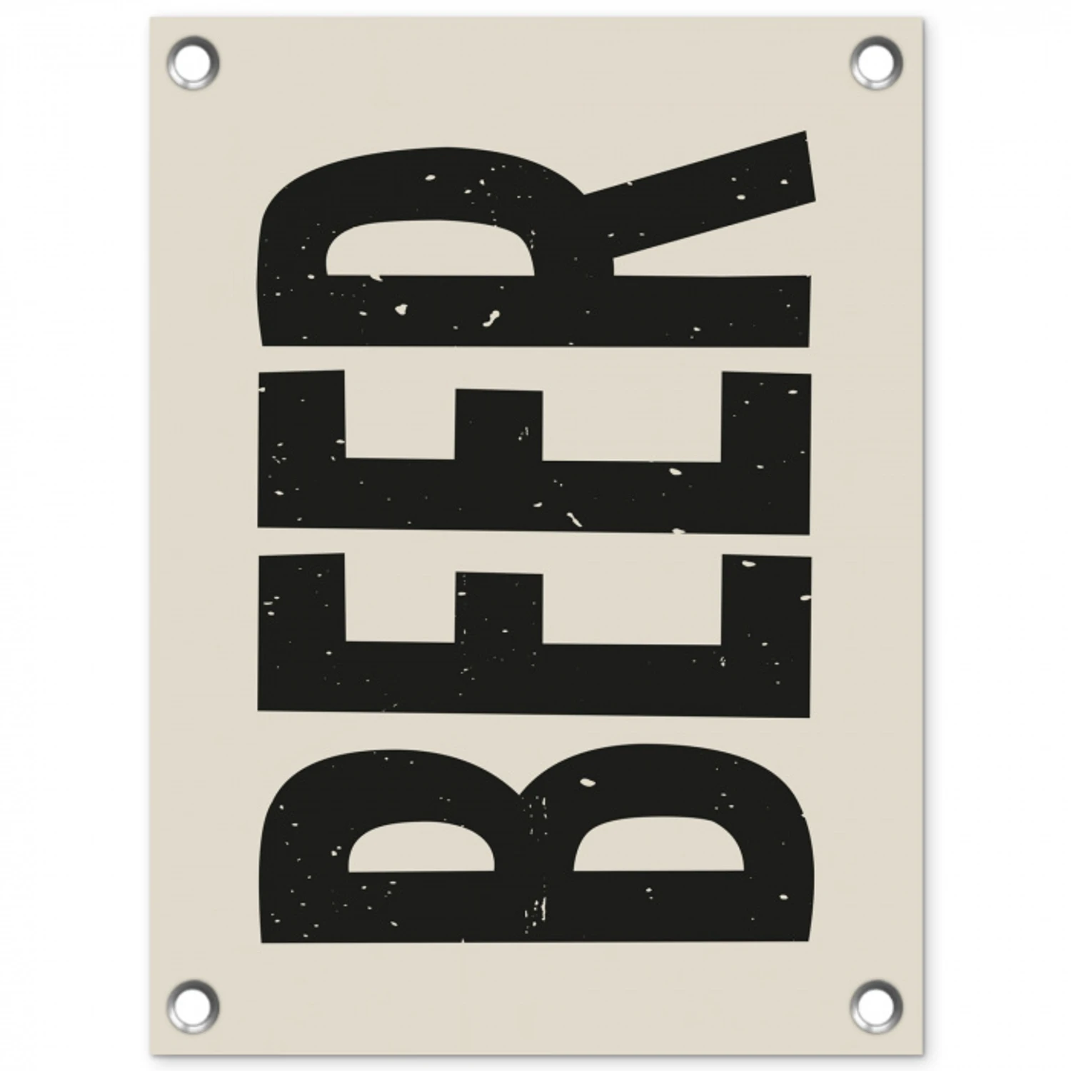 Beer - Vintage - Zwart - Beige tuinposter los doek klein -3d