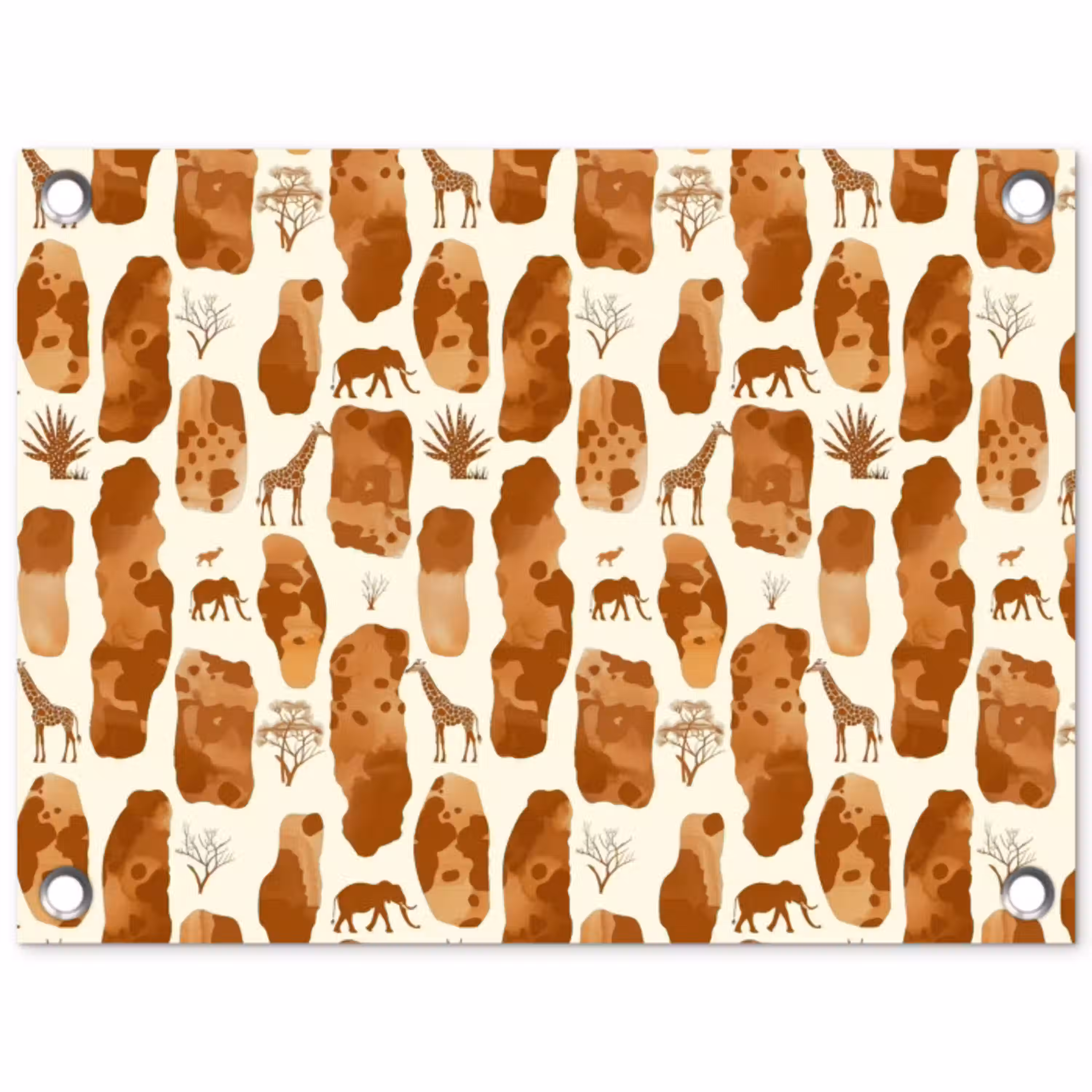 Terracotta - Safari - Dieren - Patroon tuinposter los doek klein 239 -3d