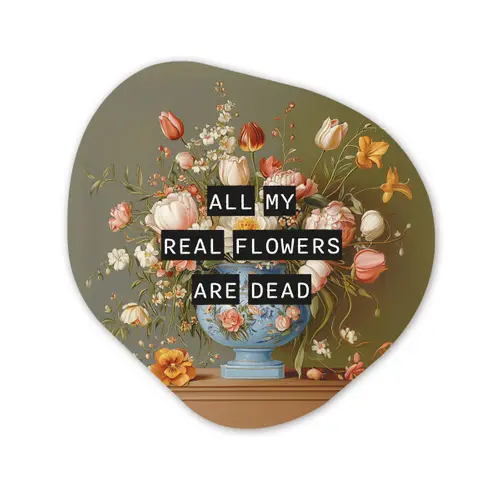 Bloem - Quote - Vintage - Art Wandcirkel Organisch Aluminium middel -3d