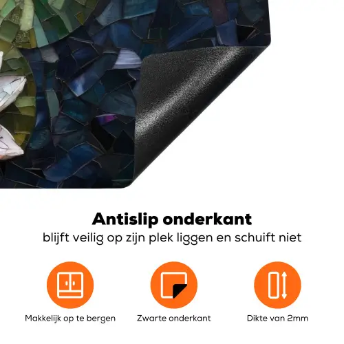 Glasstukjes - Leliebladeren - Vis - Oranje Inductie beschermer vinyl 3mm klein -zzzzzzz-td-onderkant
