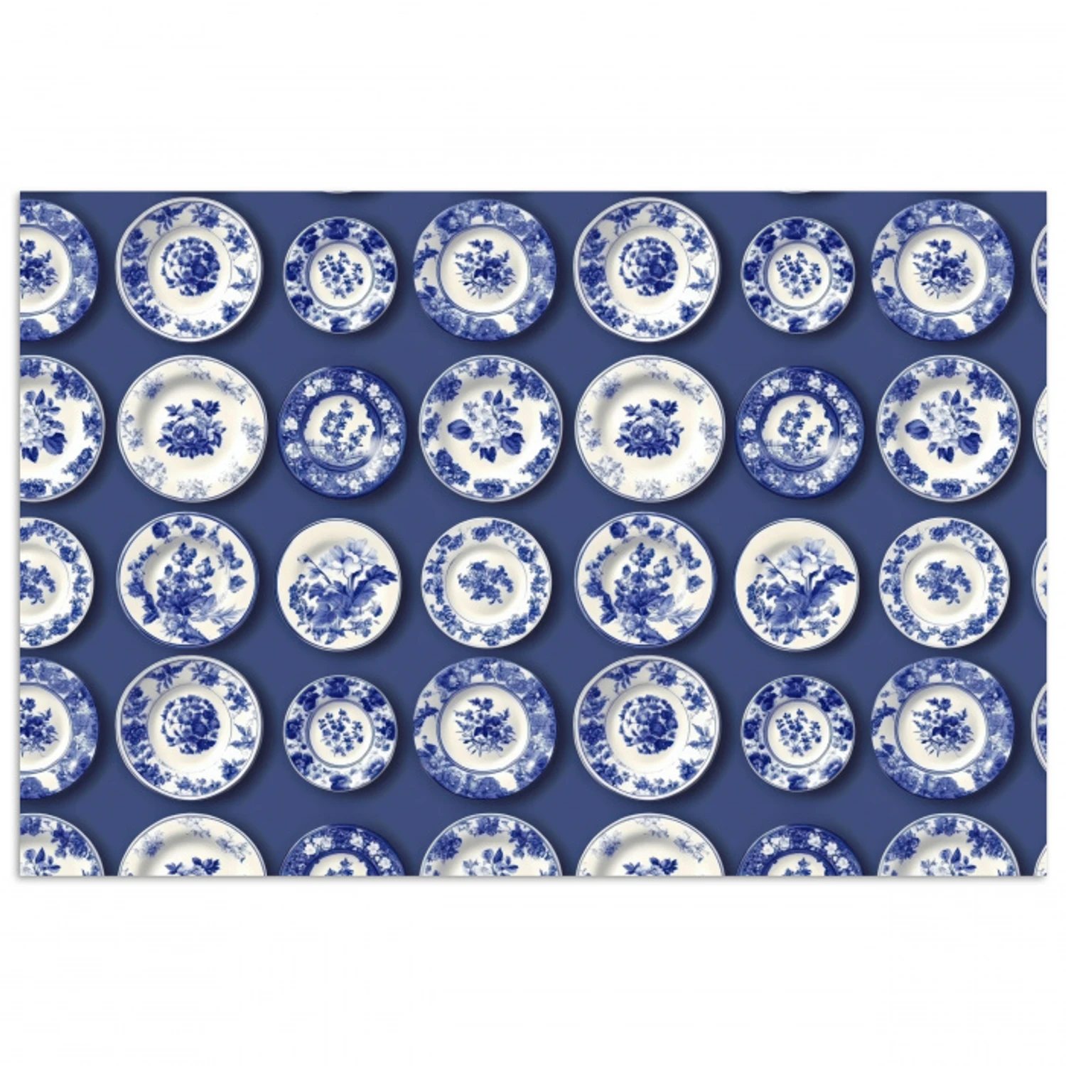 Borden - Floraal - Blauw poster papier klein 62 -3d