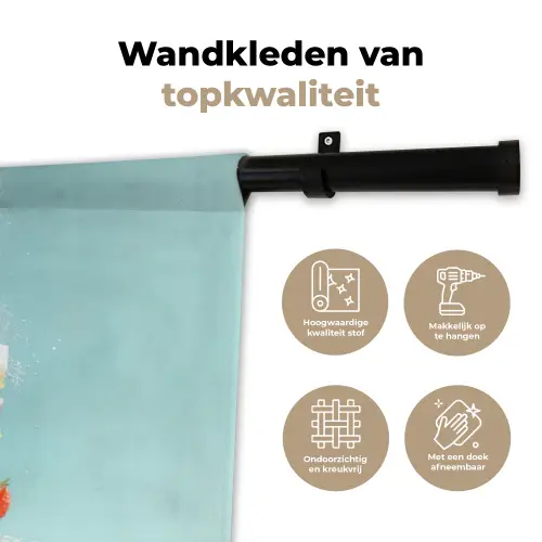 Slagroom - Taart - Blauw - Eten Wandkleed katoen klein -sfeer2