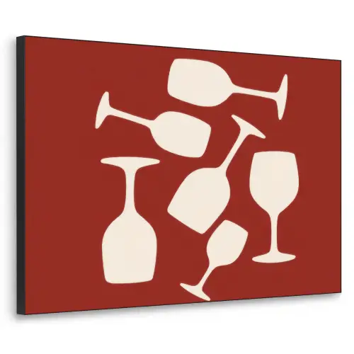 Wijnglazen - Silhouetten - Wit Textielframe zwart klein -3d