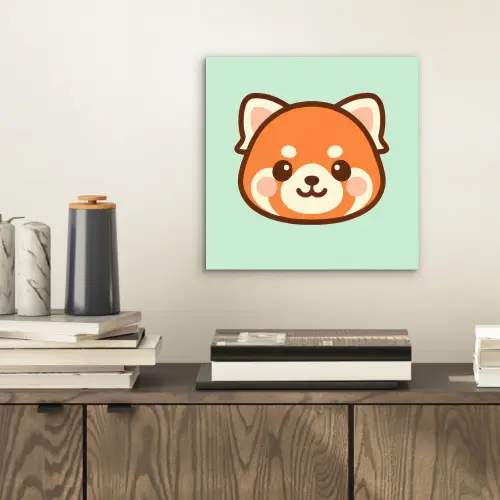 Rode panda - Groen - Cartoon aluminium wit klein -sfeer1