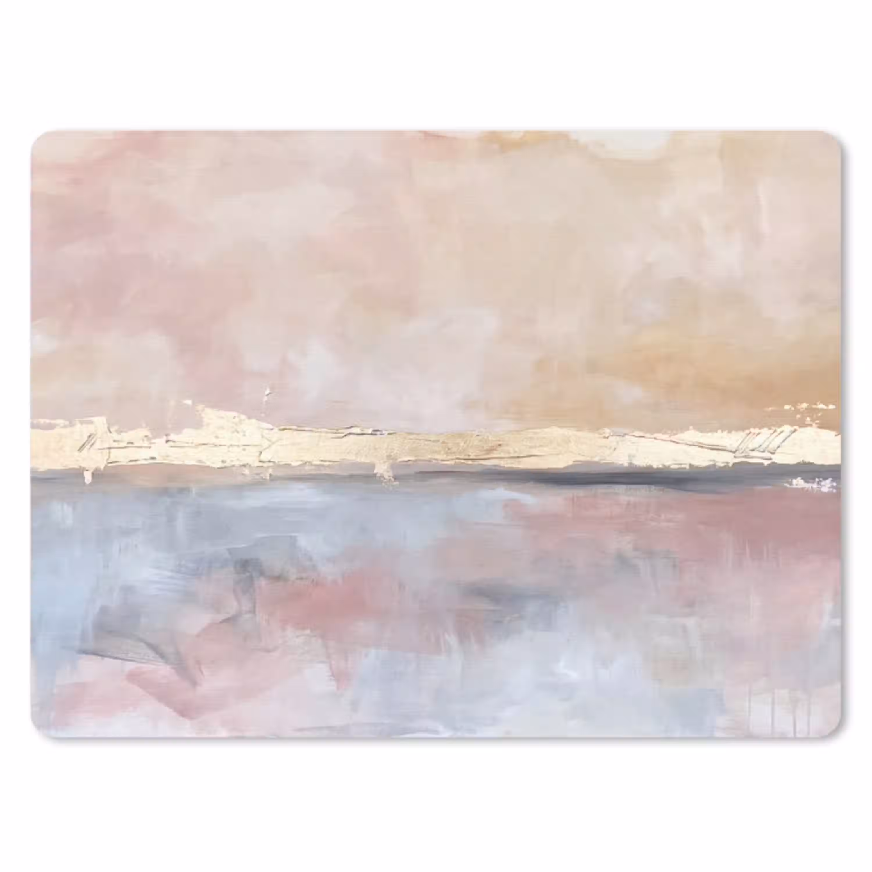 Abstract - Horizontaal - Kunst - Roze - Goud muismat rubber klein -3d