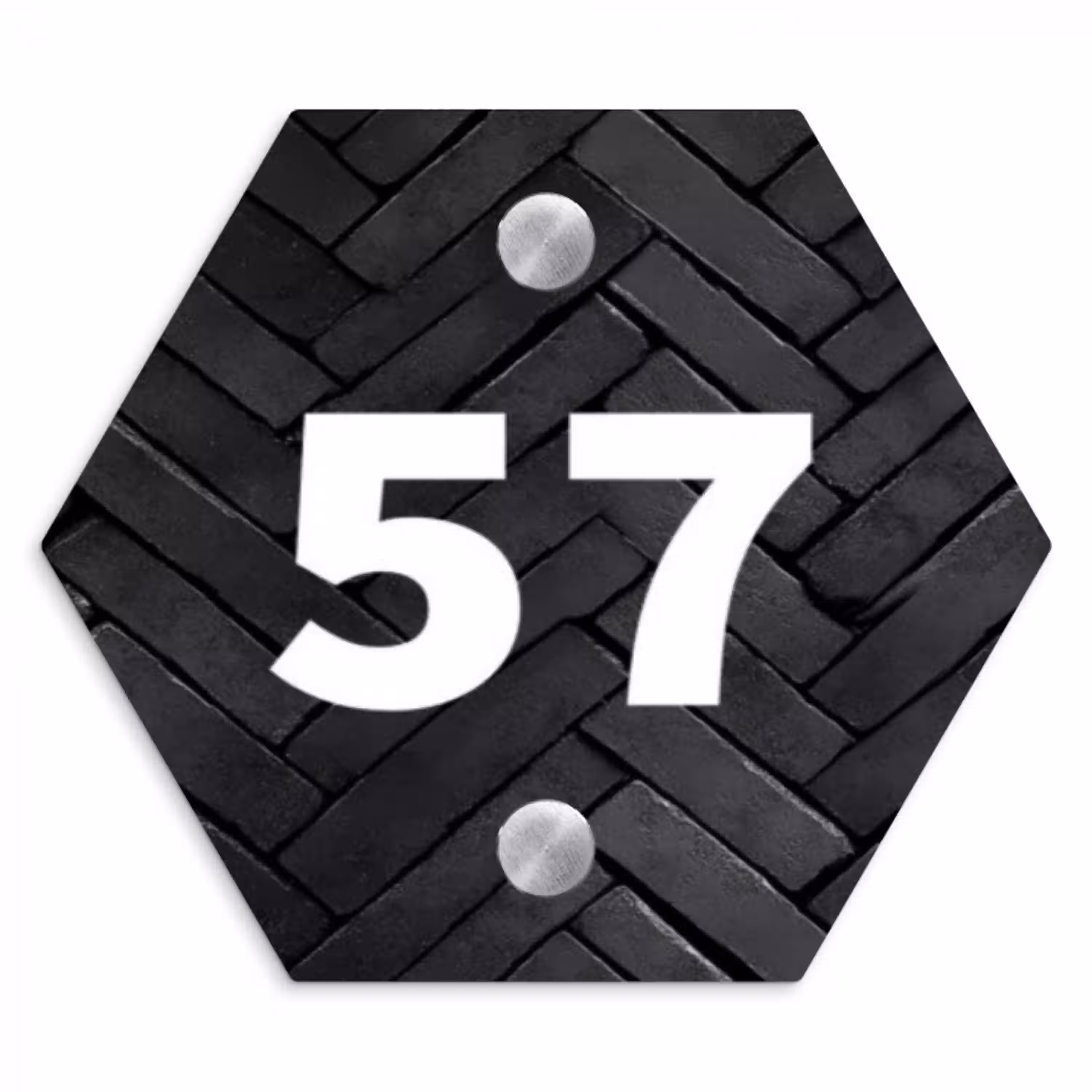 Zwarte tegels - Traditioneel Naambord Hexagon klein -3d