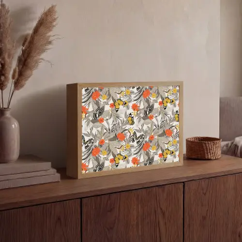 Tropisch - Zomer - Vlinder - Bloemen Light Box met batterij (Wandlamp) middel 907 -sfeer2
