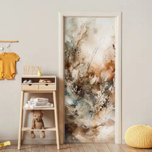 Abstract - Beige - Verf - Kunst - Natuur - Bloemen deurposter klein -sfeer4