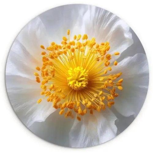 Wit - Bloem - Elegant Wandcirkel kunststof plaat 5mm dik klein -3d