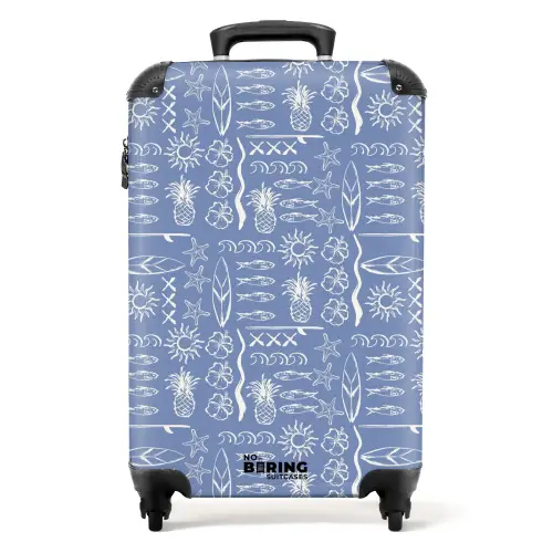 Blauwe surf patroon NBS - Handbagage koffer - Volwassenen Unisex middel -productfoto_recht