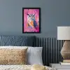 Uil - Roze - Blauw - Verf - Abstract fotolijst zwart zonder passe partout klein -sfeer3