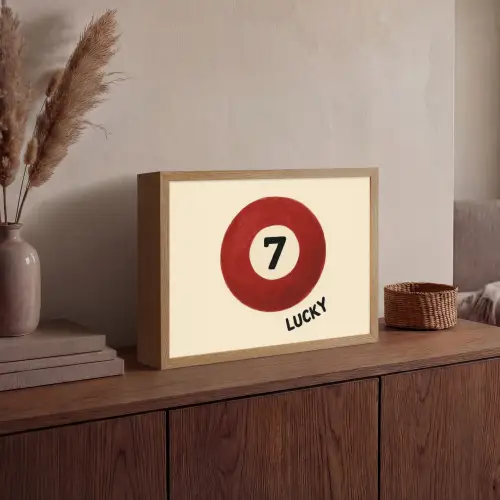 Cirkel - Zeven - Lucky - Rood Light Box met batterij (Wandlamp) middel -sfeer2