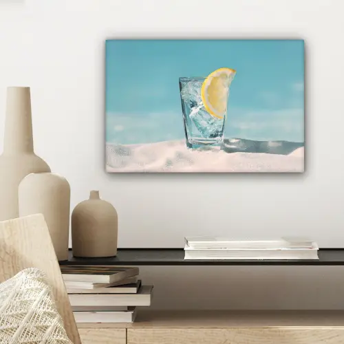 Glas - ijsblokjes - Citroen canvas 2cm klein -sfeer6