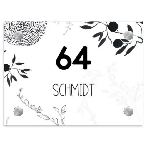 Botanisch - Modern Naambord Rechthoek middel -3d