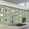 Retro - Honeycomb - Blauw - Bruin keuken achterwand 2 middel 871 -3d_schuin