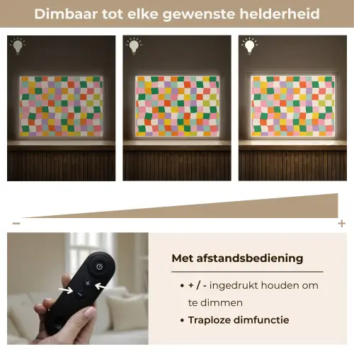 Vierkanten - Kleurrijk - Golvend Light Box met batterij (Wandlamp) middel -USP_dimbaarNL