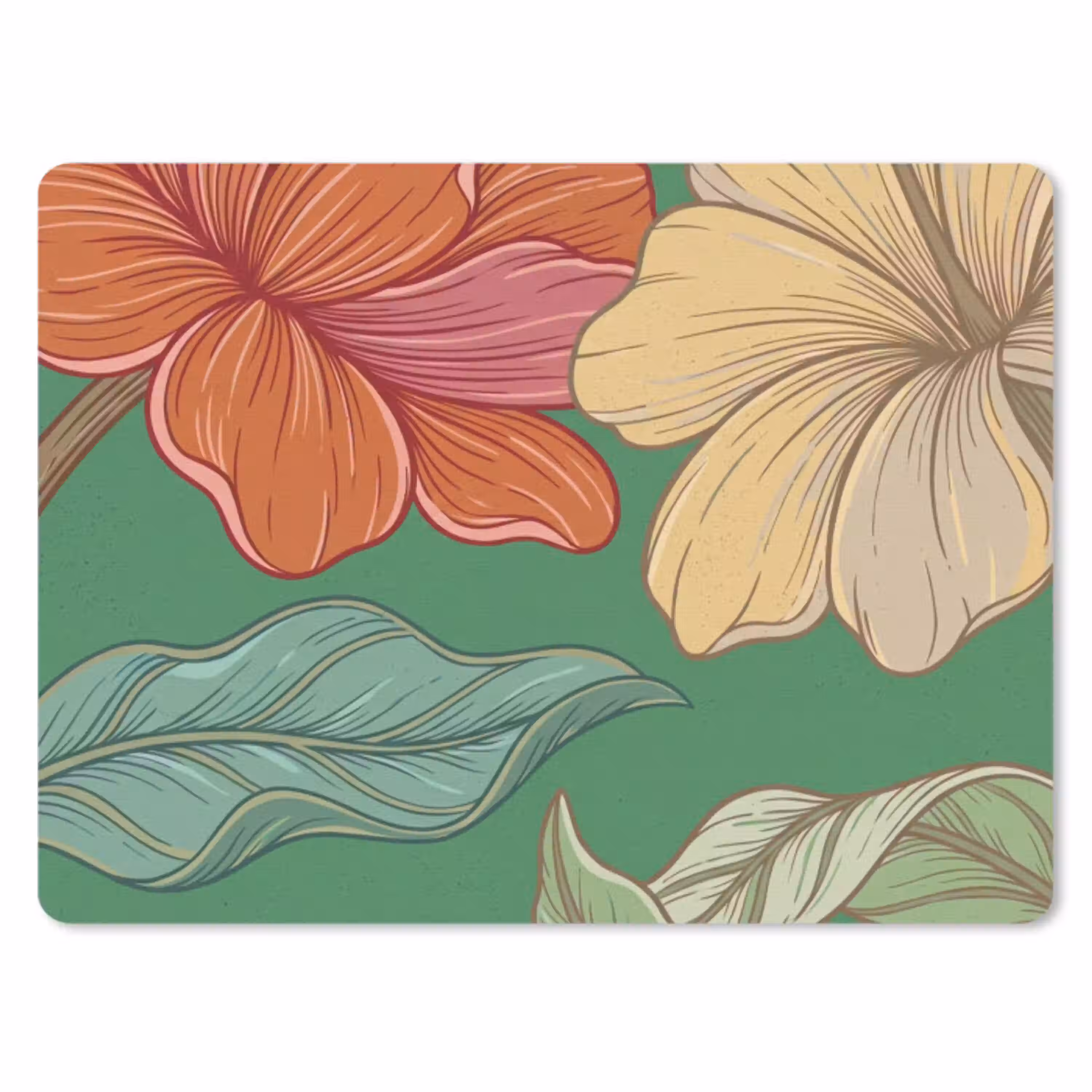 Bloemen - Groen - Illustratie muismat rubber klein -3d