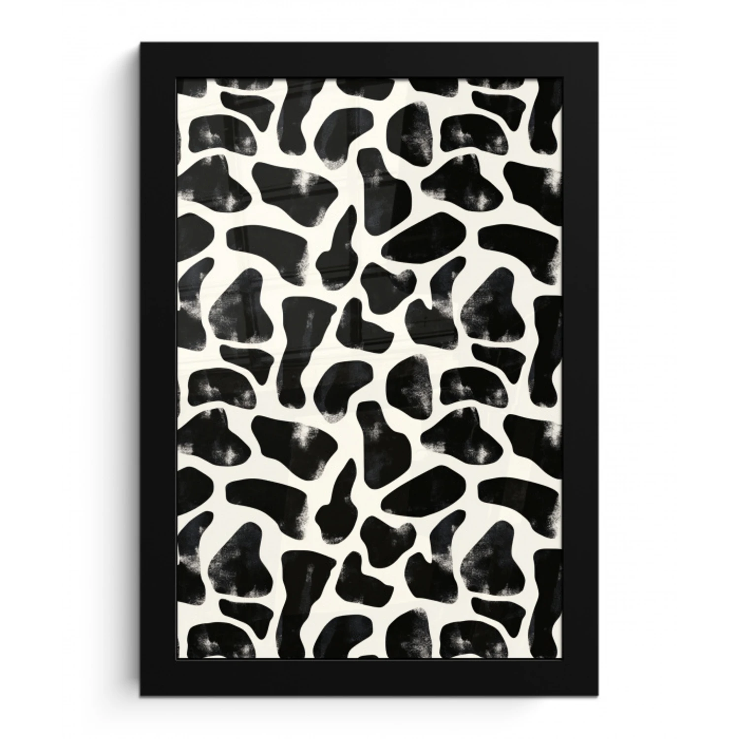 Dierenpatroon - Vlekken - Zwart - Wit fotolijst zwart zonder passe partout klein 224 -3d