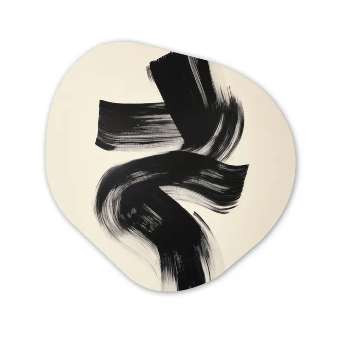 Strepen - Zwart - Abstract Wandcirkel Organisch Aluminium middel -3d