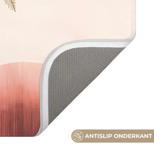Palmbomen - Heuvels - Minimalistisch - Zachtroze Badmat klein -USP_AntislipNL