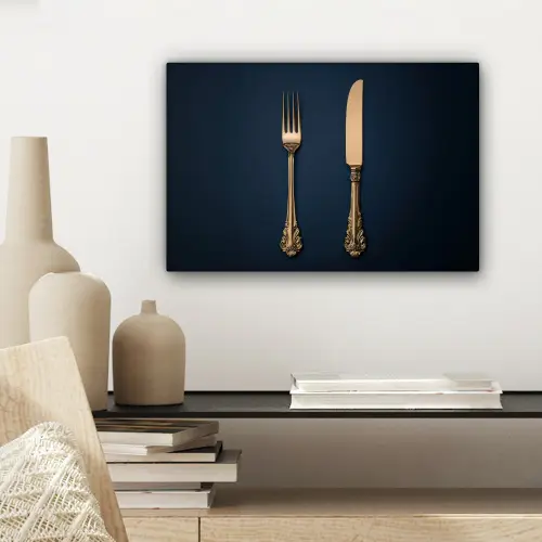 Bestek - Donkerblauw - Goud canvas 2cm klein -sfeer6