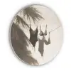 Badkleding - Palmbomen - Schaduw - Tropisch Akoestische PET Vilt - Rond klein -3d