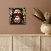 Chimpansee - Aap - dieren - Graffiti - Bril - Koptelefoon - Kleuren aluminium wit klein -sfeer4
