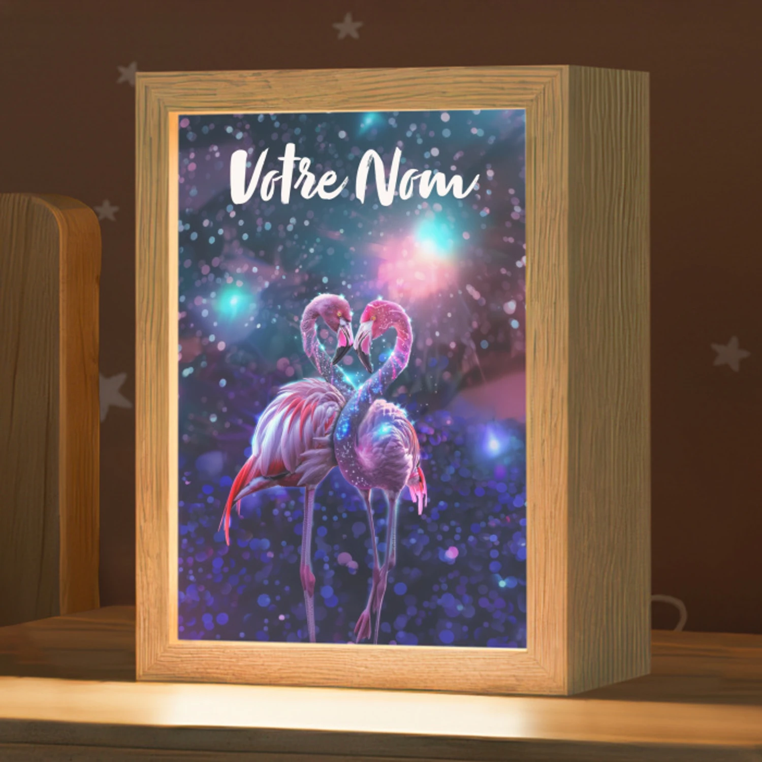 Flamingo's - Dieren - Ruimte - Galaxy Light Box met kabel (Kinderlampje) klein -zzz_3d_website