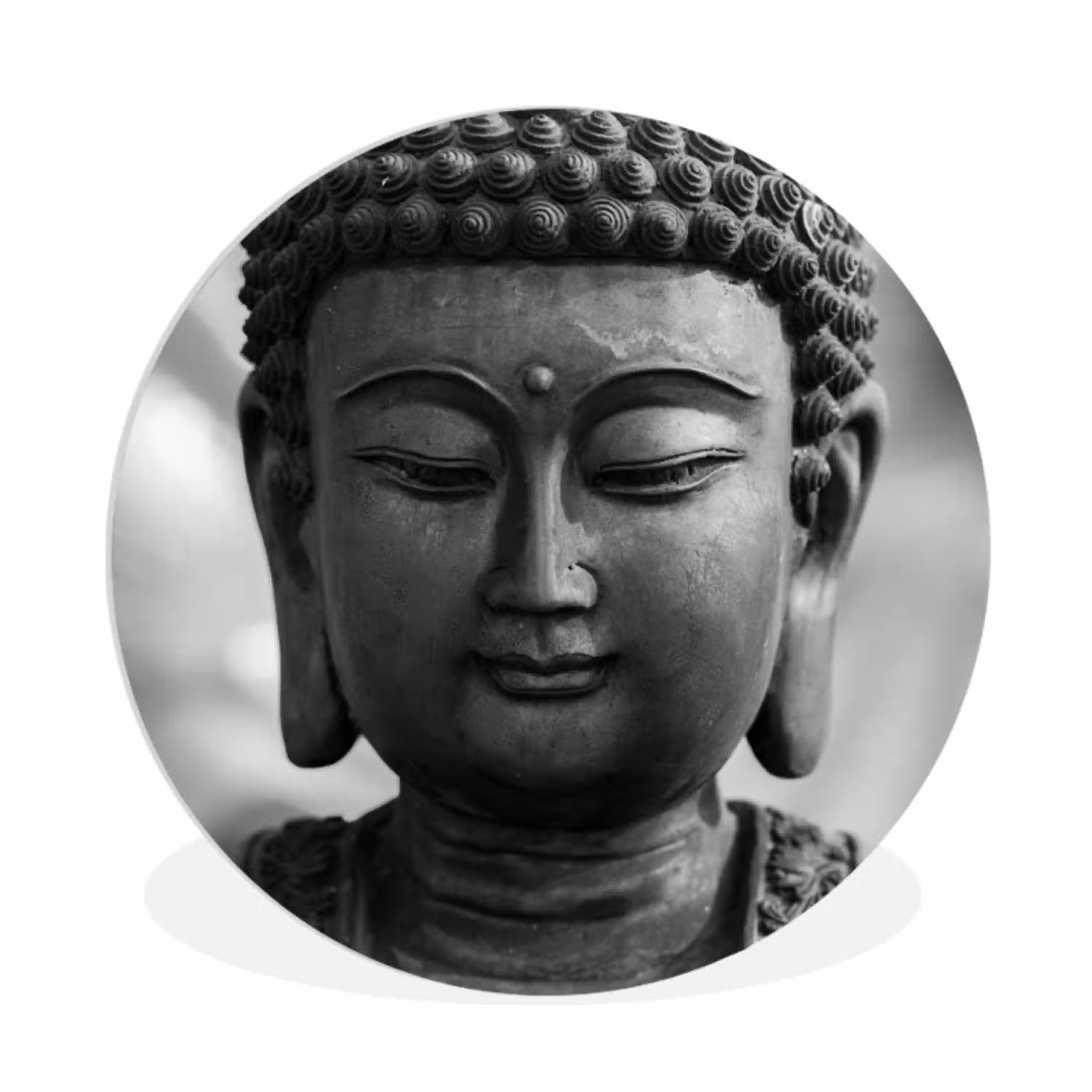 Boeddha - Grijs - Spiritualiteit - Buddha beeld - Religie Wandcirkel kunststof plaat 5mm dik klein -3d