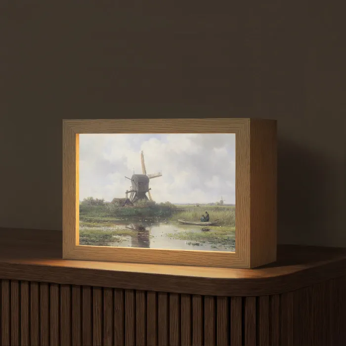 Molen - Willem Roelofs - Oude meesters - Kunst Light Box met kabel (Tafellamp) klein -z3d_website
