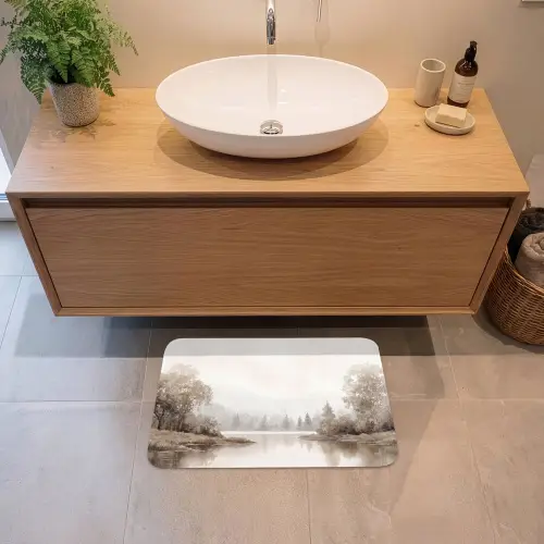 Rivierlandschap - Minimalistisch - Aardetinten Badmat klein -sfeer1