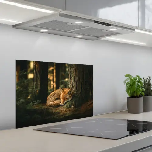 Vos - Bos - Slapen keuken achterwand spatscherm klein -3d_schuin