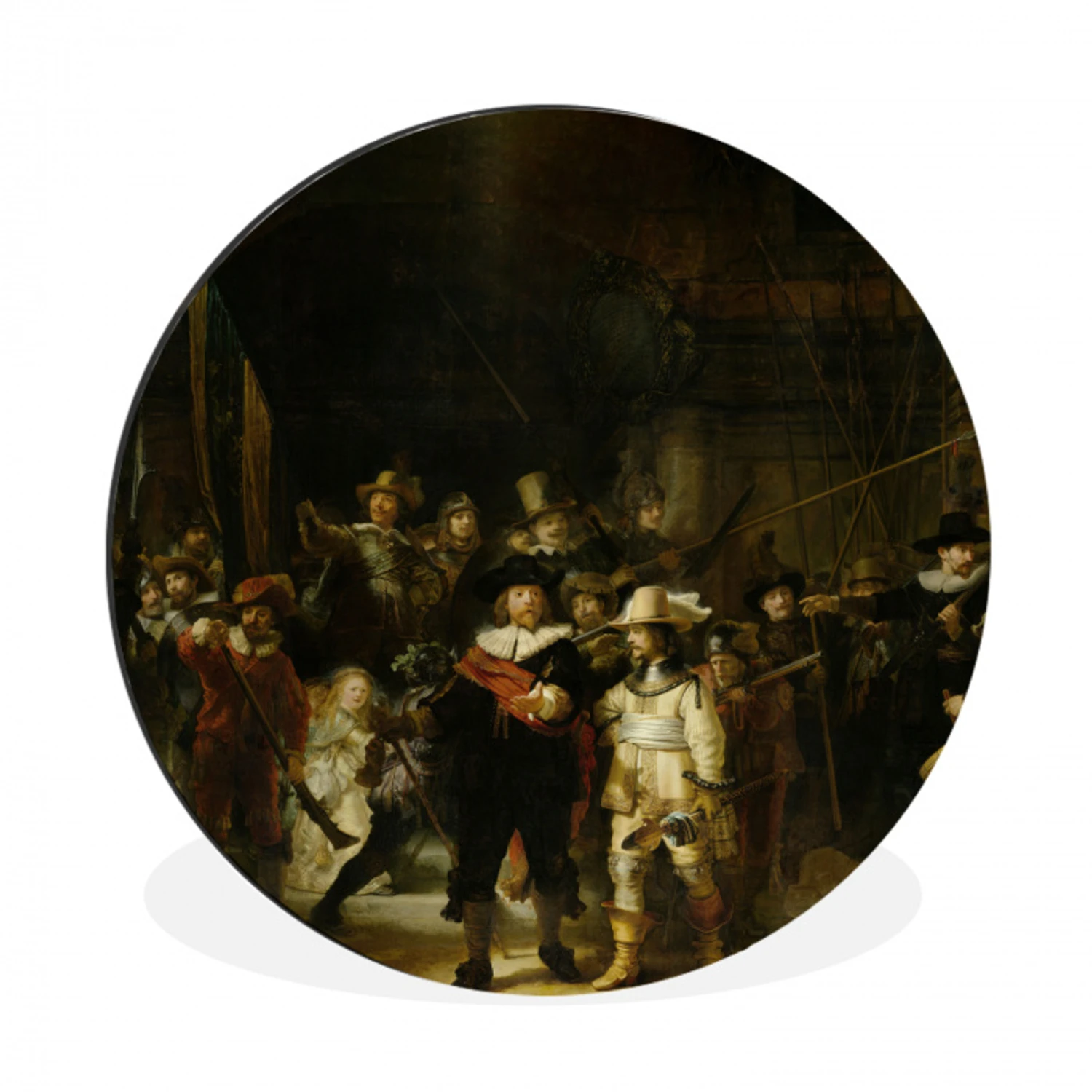 De nachtwacht - Kunst - Oude meesters - Rembrandt Wandcirkel aluminium klein -3d