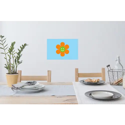 Bloem - Smiley - Kleurrijk Muursticker klein -eettafel