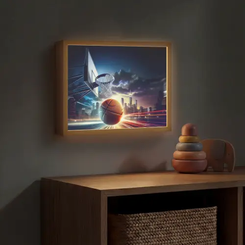 Basketbal - Sport  - Basket - Stad Light Box met batterij (Wandlamp kind) middel -sfeer5_kind