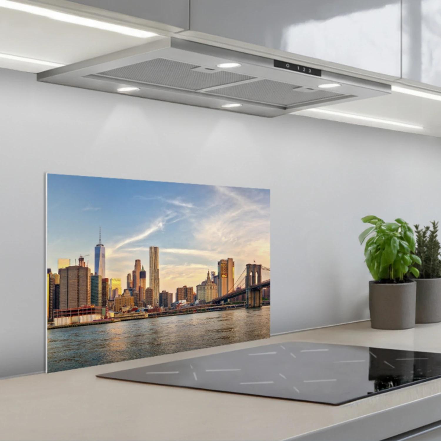 Skyline - New York - Brug - Wolkenkrabbers keuken achterwand spatscherm klein -3d_schuin