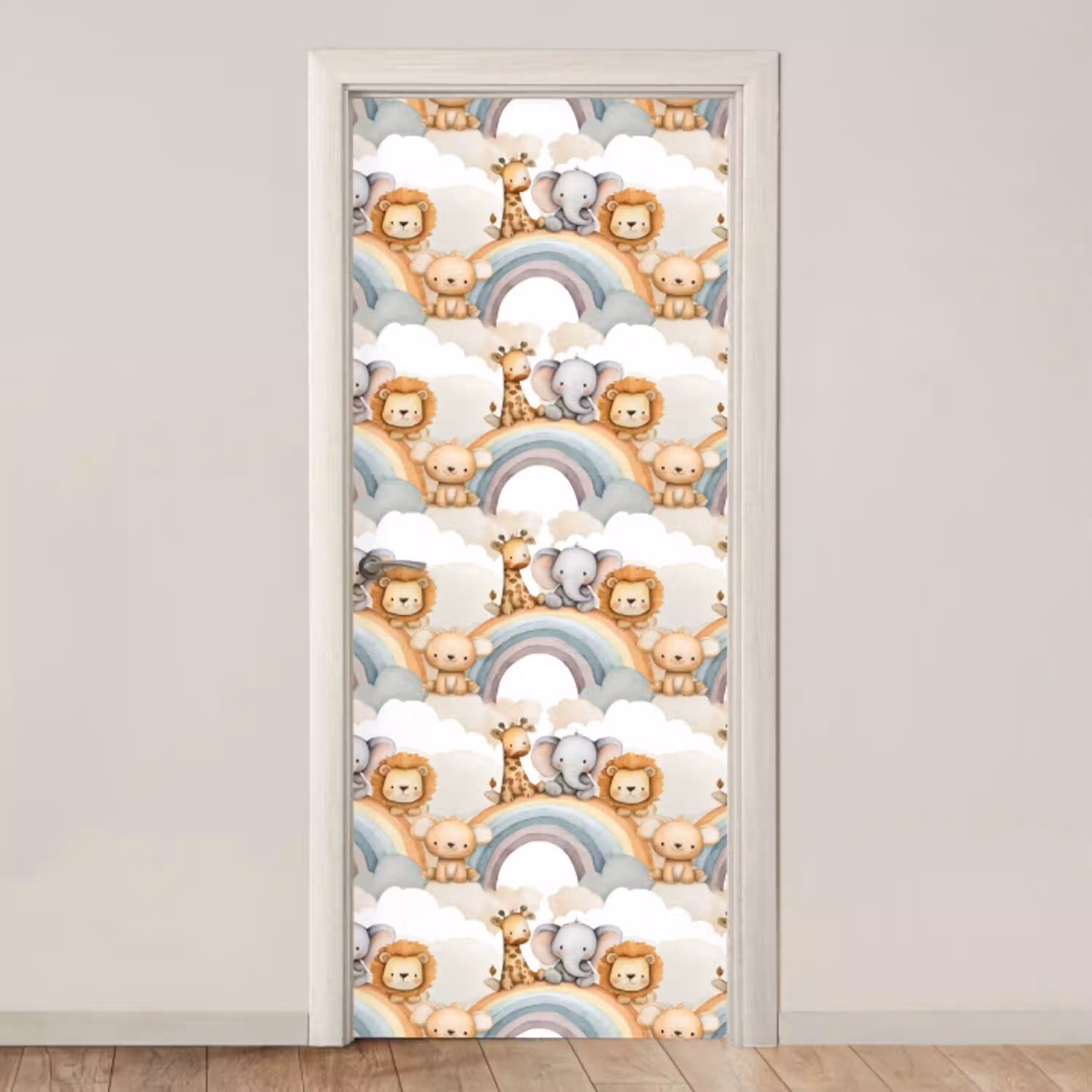 Safari - Regenboog - Kleurrijk deurposter klein 289 -3d_beige