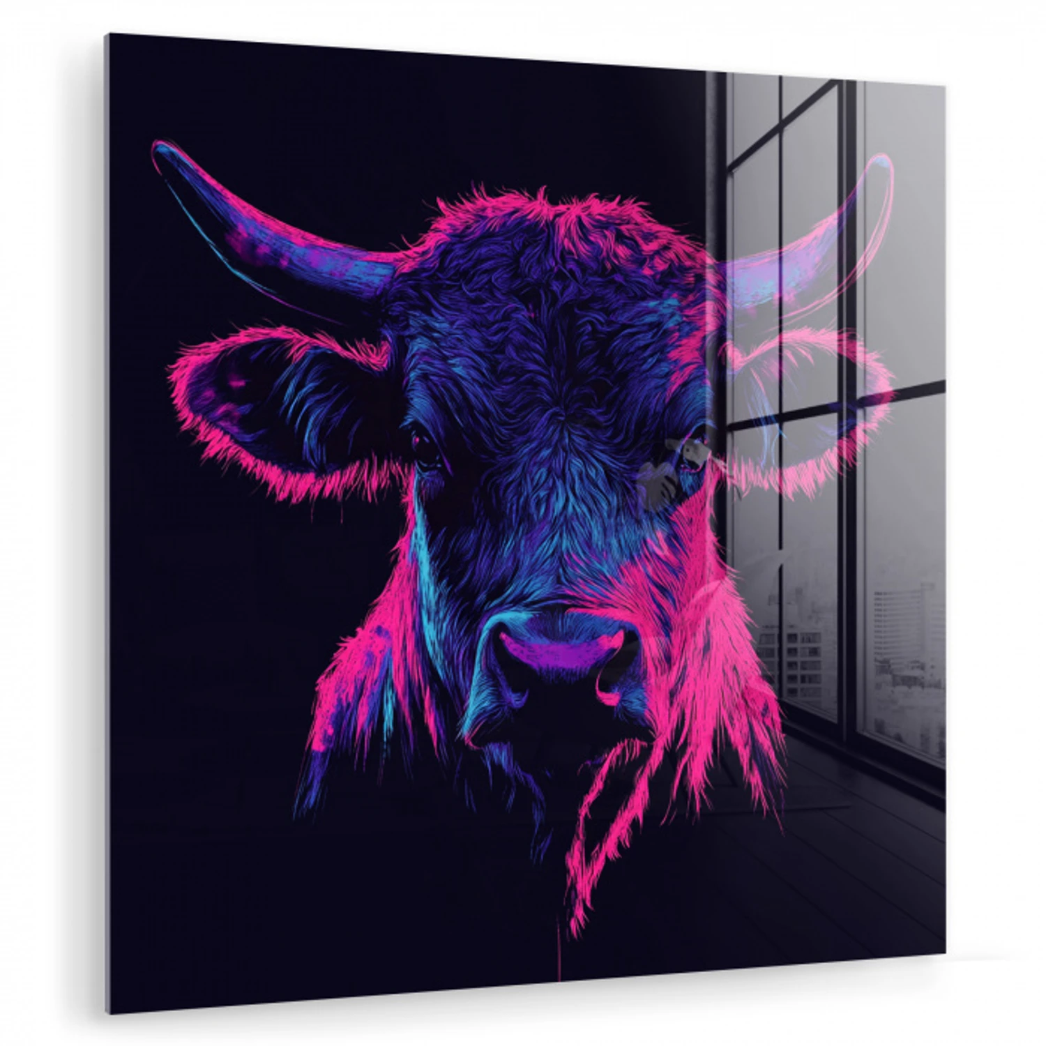 Stier - Neon - Zwart - Kleur plexiglas 5mm klein -zzzproduct_nieuw
