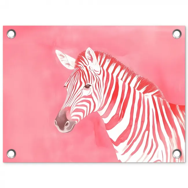 Zebra - Pink - Verf tuinposter los doek klein -3d