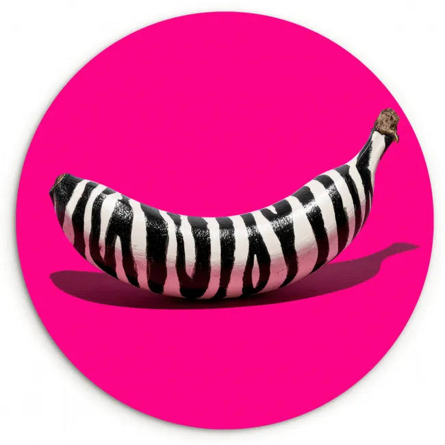 Muurcirkel - Banaan - Zebraprint - Roze